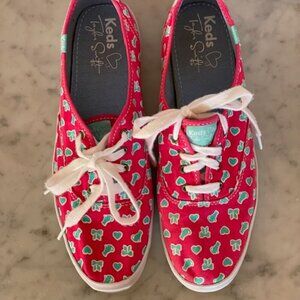 TAYLOR SWIFT KEDS Favorite Things Bows & Cats Print Pink Blue Sneakers 9…